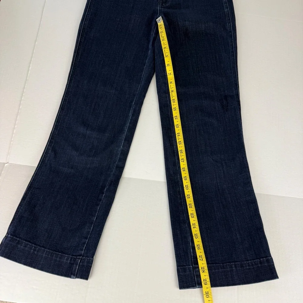 Talbots Womens Dark Wash Trouser Jeans Wide Leg High Rise Blue Size 6‎